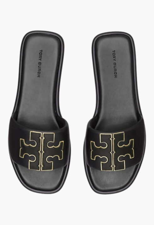 Perfect Black/Gold - Double T Sport Slide - GLAM MODA